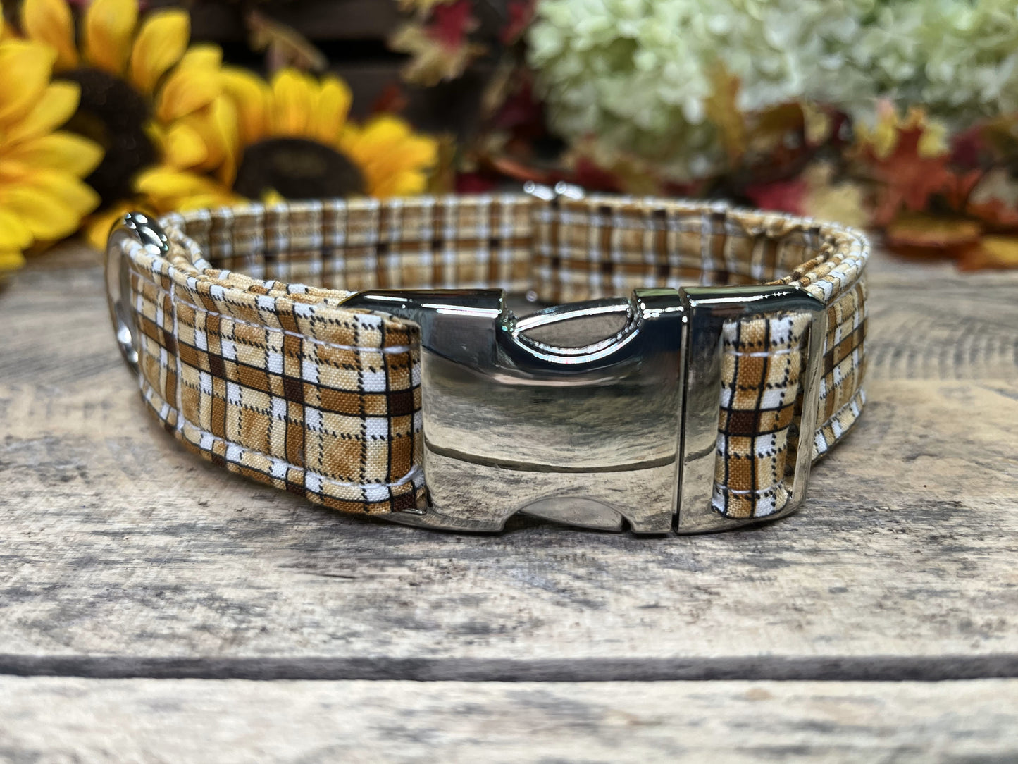 Teddy Bear Plaid Dog Collar