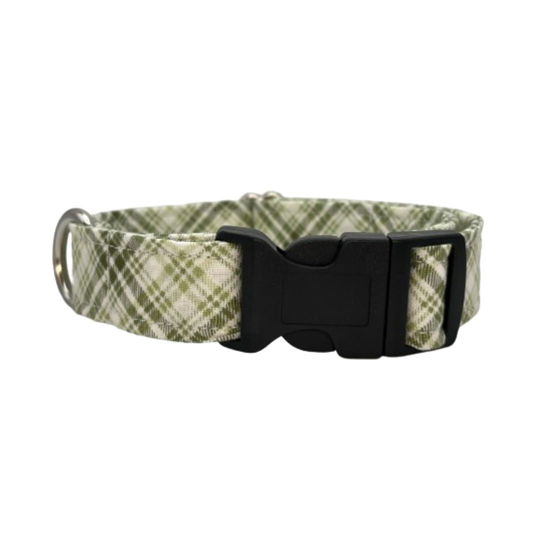 Vintage Green Plaid Dog Collar