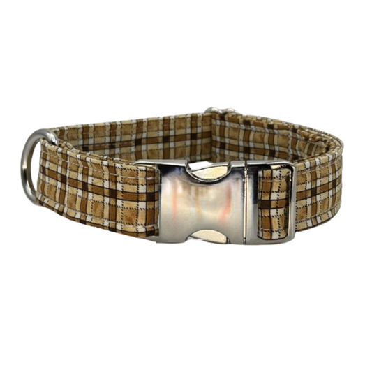 Teddy Bear Plaid Dog Collar