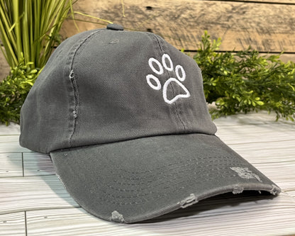 Embroidered Dog Mom Distressed Cap