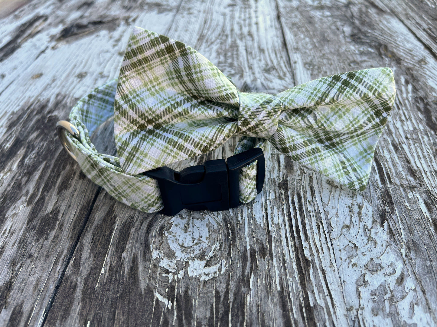 Vintage Green Plaid Interchangeable Bow Tie