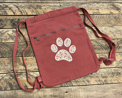 On-the-Go Embroidered Paw Print Backpack