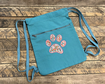 On-the-Go Embroidered Paw Print Backpack