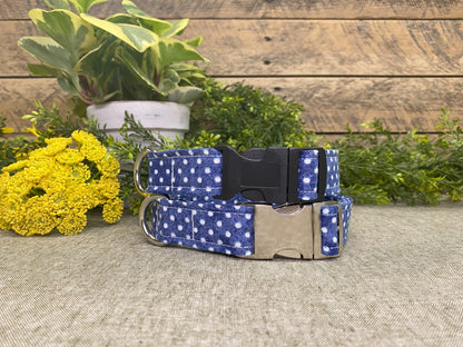 Denim Dots Dog Collar