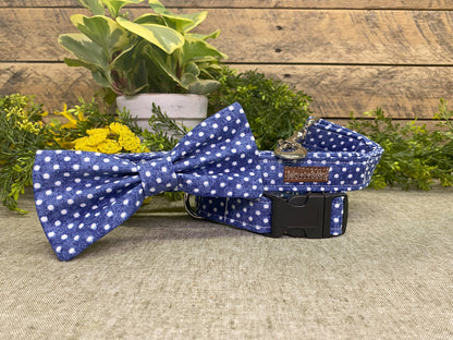 Denim Dots Interchangeable Bow Tie